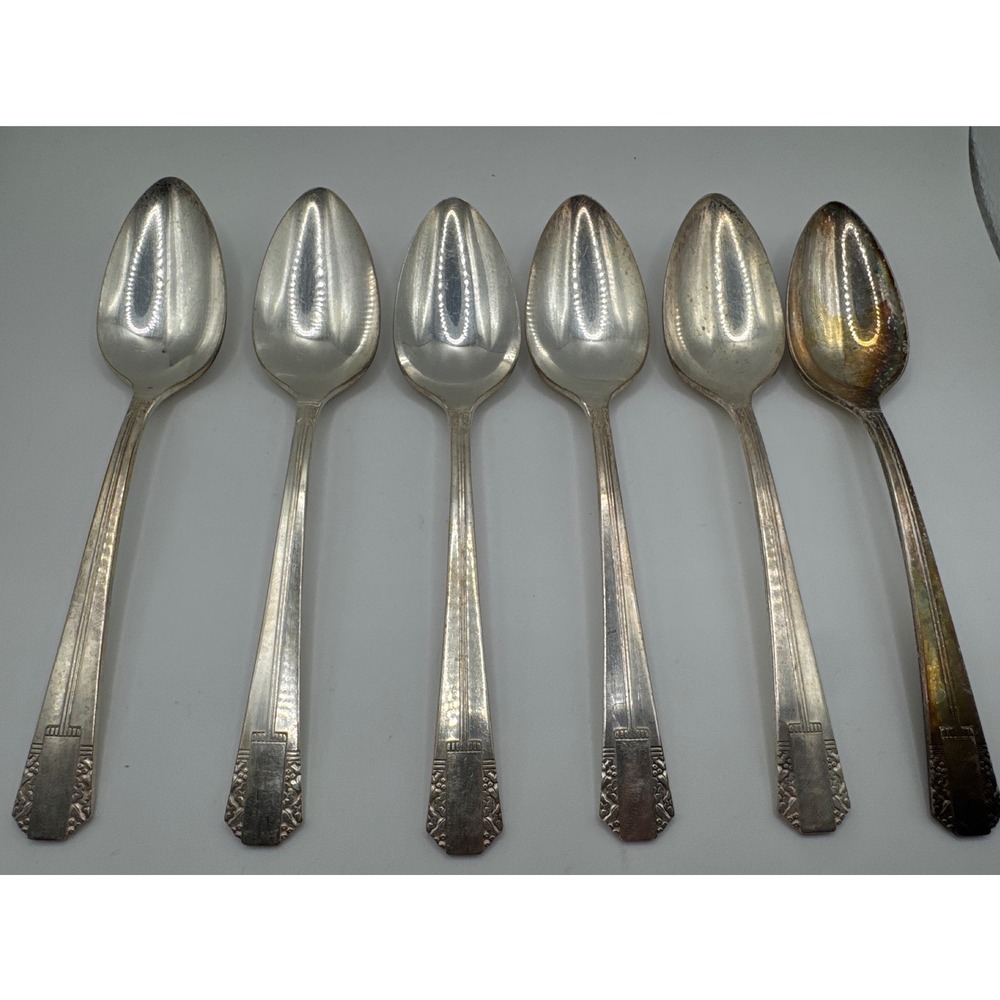 Oneida Wm A Rogers Park Lane Silverplate Teaspoons Set of 6 Vintage 1936 6in